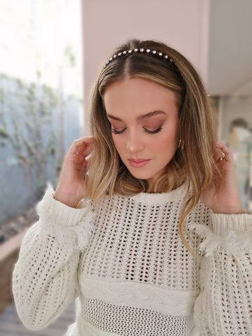 Tiara Veludo Cristais